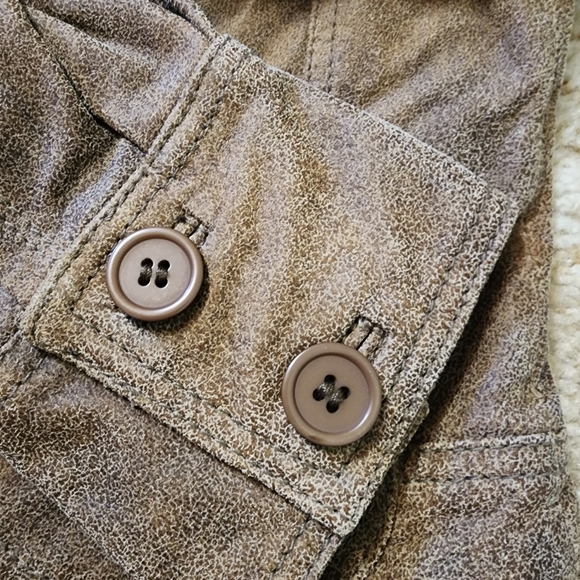 Genuine Leather Jacket in brown / camel Brand Rezult, collar, - Picture 4 of 10